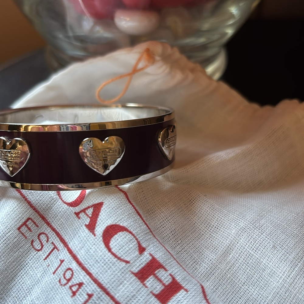 Coach Enamel Bangle Bracelet Dark Purple & Silver - Picture 4 of 4